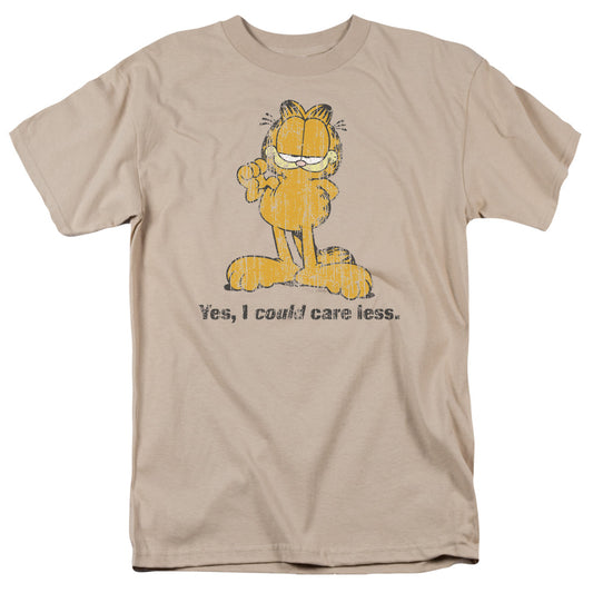 Garfield - Yes I Could Care Less - Short Sleeve Adult 18/1 - Sand T-shirt
