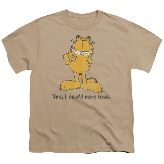 Garfield - Yes I Could Care Less - Short Sleeve Youth 18/1 - Sand T-shirt