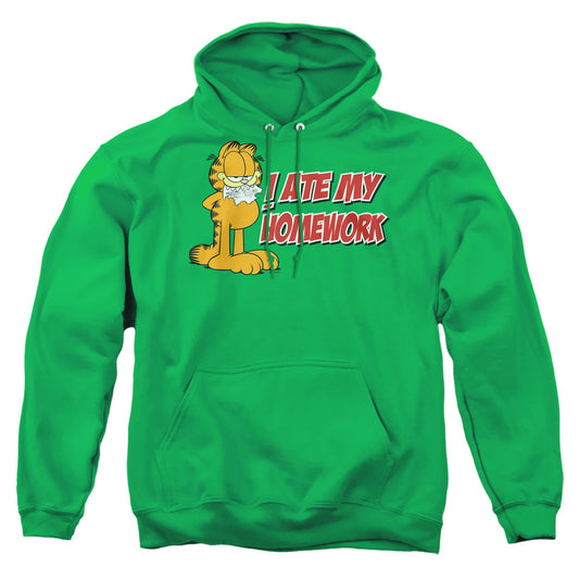 Garfield - I Ate My Homework - Adult Pull-over Hoodie - Kelly Green