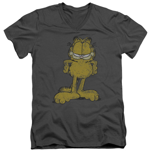 GARFIELD BIG OL CAT - S/S ADULT V-NECK - CHARCOAL T-Shirt
