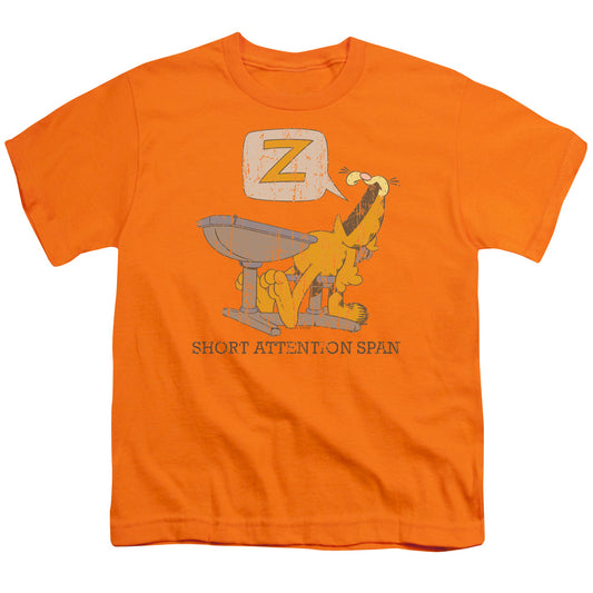 Garfield - Attention Span - Short Sleeve Youth 18/1 - Orange T-shirt