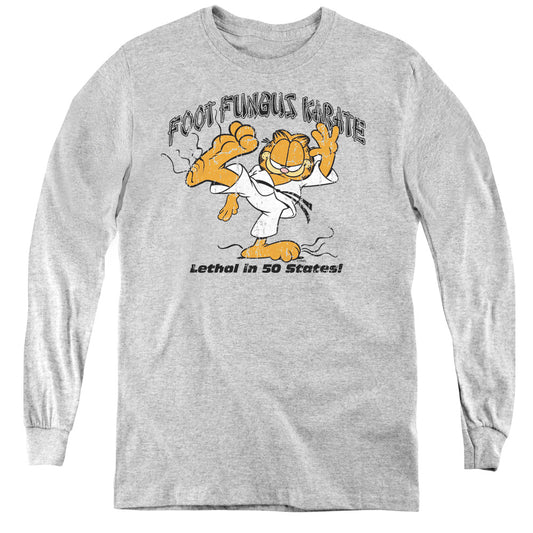 Garfield - Foot Fungus Karate - Youth Long Sleeve Tee - Athletic Heather