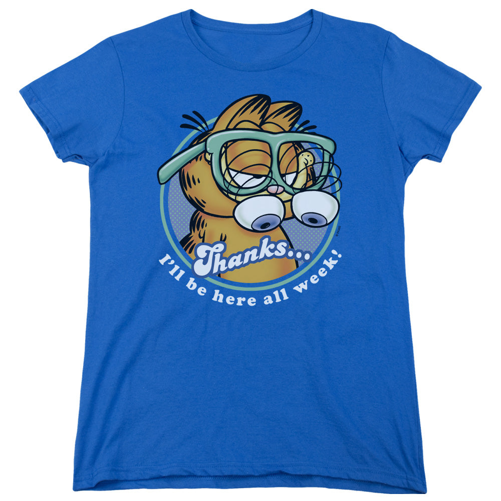 Garfield - Performing - Short Sleeve Womens Tee - Royal Blue T-shirt