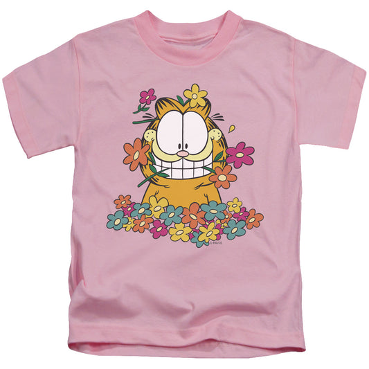Garfield - In The Garden - Short Sleeve Juvenile 18/1 - Pink T-shirt