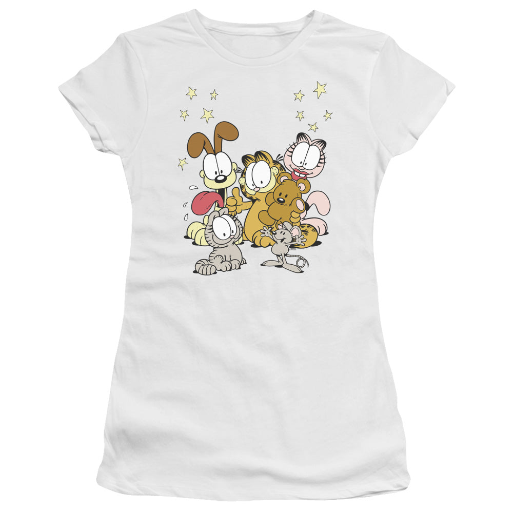 Garfield - Friends Are Best - Short Sleeve Junior Sheer - White T-shirt