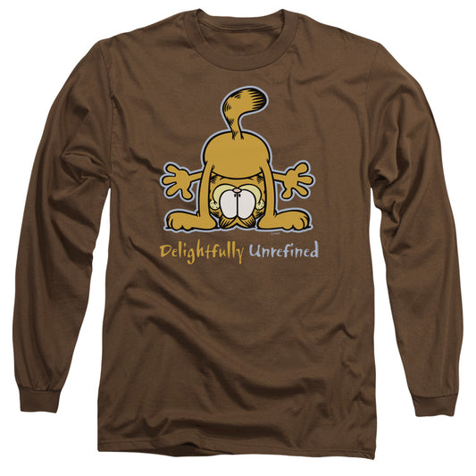 Garfield - Delightfully Unrefined - Long Sleeve Adult 18/1 - Coffee T-shirt