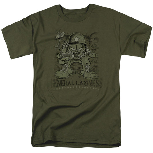 Garfield - General Laziness - Short Sleeve Adult 18/1 - Military Green T-shirt