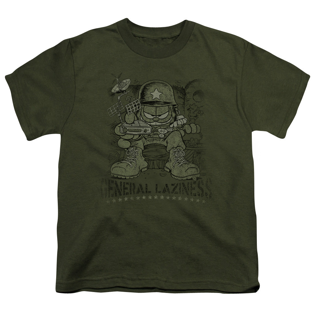 Garfield - General Laziness - Short Sleeve Youth 18/1 - Military Green T-shirt