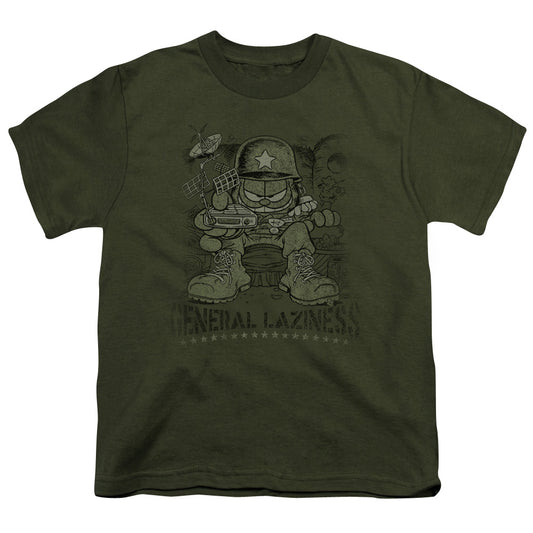 Garfield - General Laziness - Short Sleeve Youth 18/1 - Military Green T-shirt