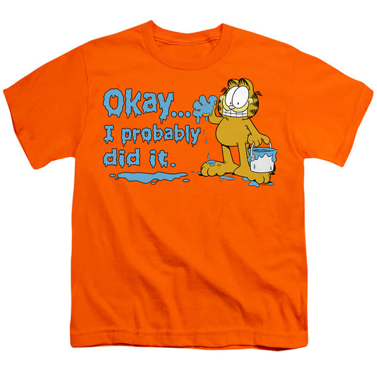 Garfield - I Probably Did It - Short Sleeve Youth 18/1 - Orange T-shirt