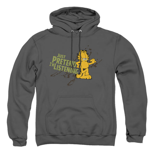 Garfield - Just Pretend I'm Listening - Adult Pull-over Hoodie - Charcoal