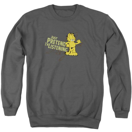Garfield - Just Pretend I'm Listening - Adult Crewneck Sweatshirt - Charcoal