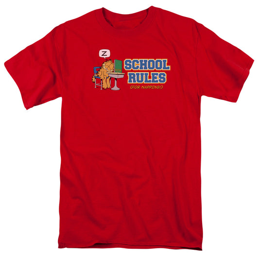 Garfield - School Rules - Short Sleeve Adult 18/1 - Red T-shirt