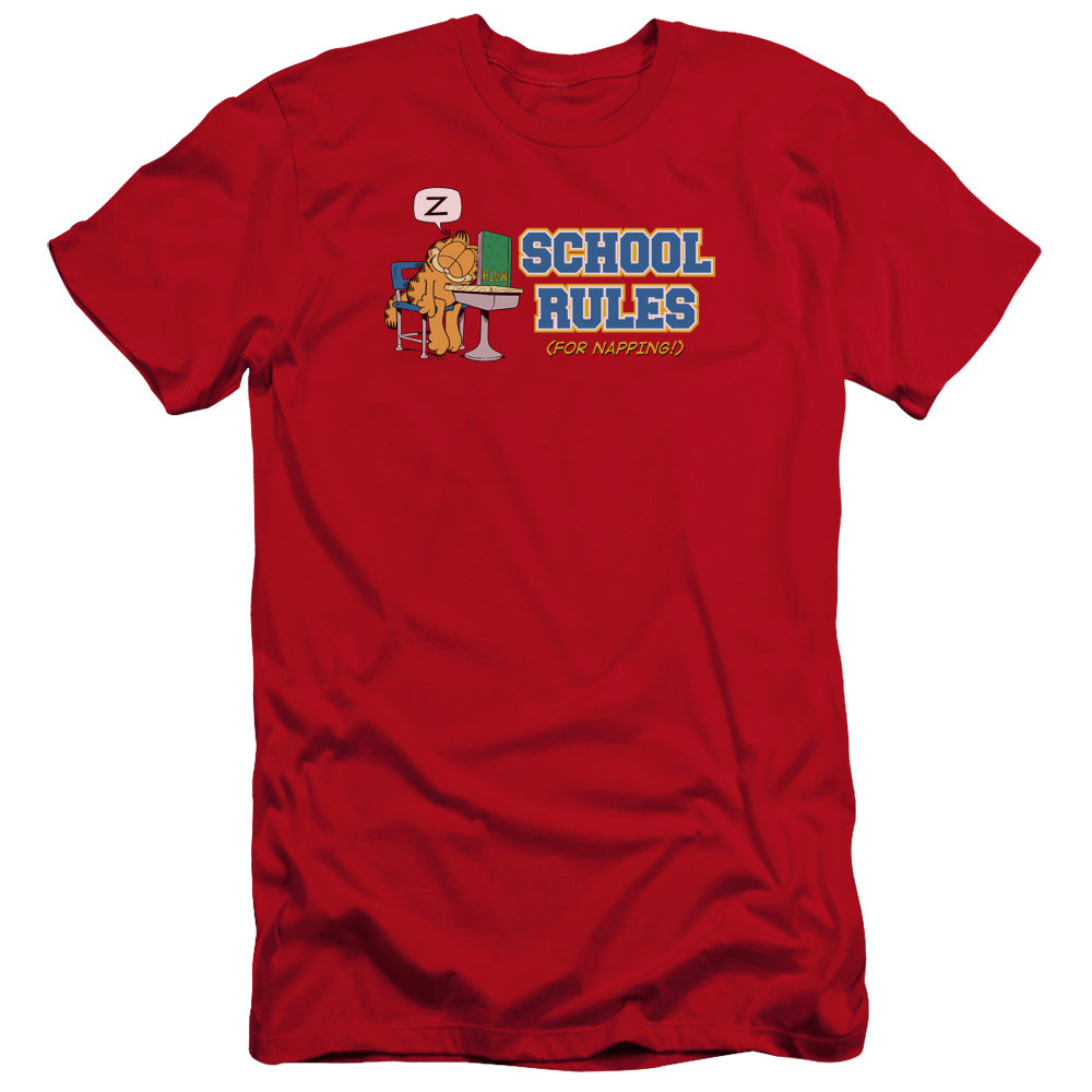 Garfield - School Rules-premuim Canvas Adult Slim Fit 30/1 - Red