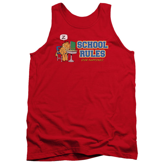 Garfield - School Rules - Adult Tank - Red