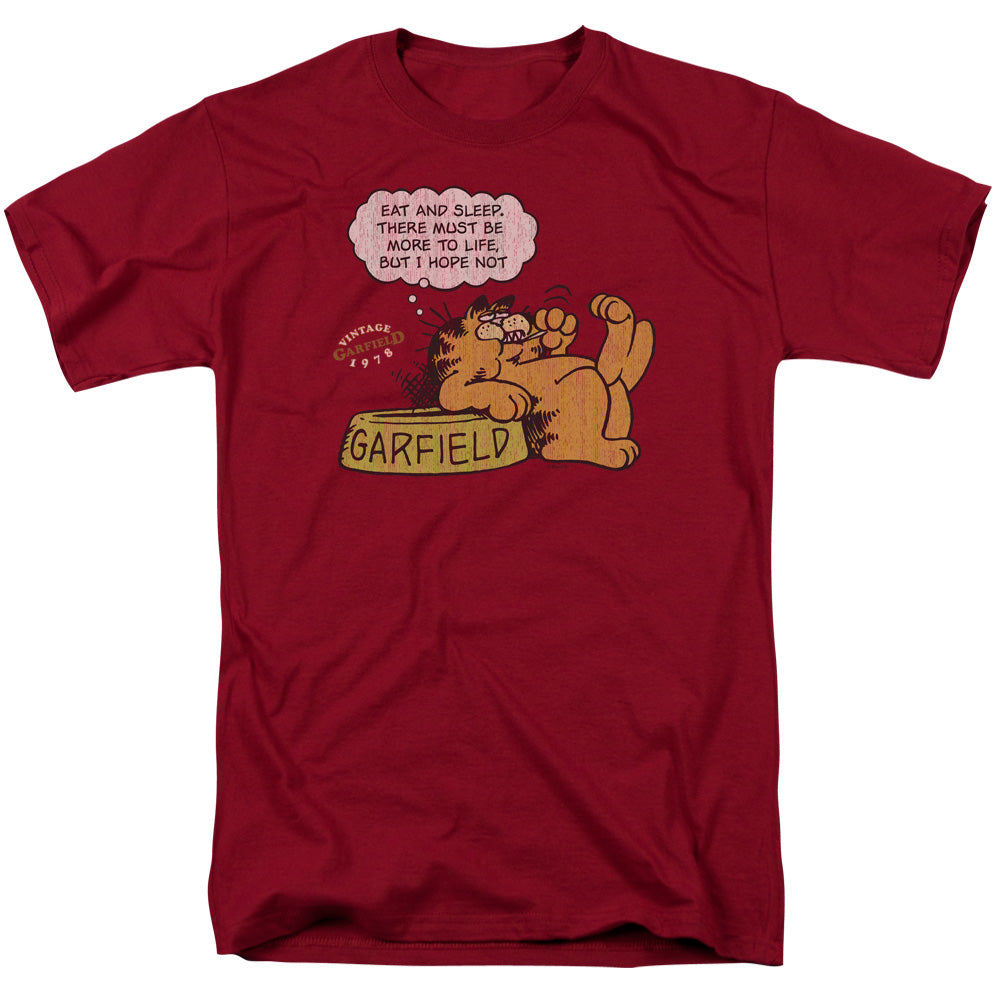 Garfield - Eat And Sleep - Short Sleeve Adult 18/1 - Cardinal T-shirt