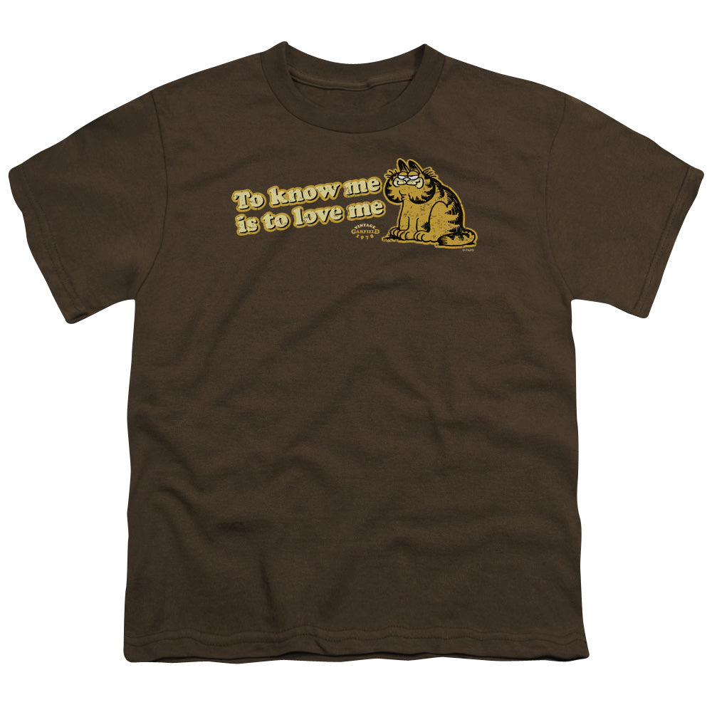 Garfield - To Know Me Is To Love Me - Short Sleeve Youth 18/1 - Coffee T-shirt