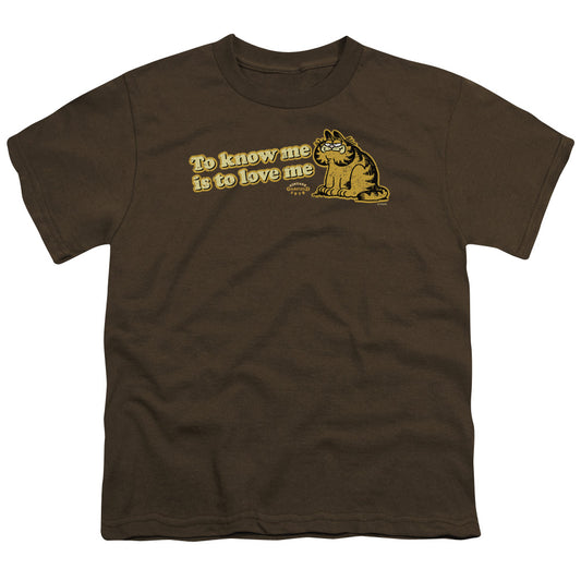 Garfield - To Know Me Is To Love Me - Short Sleeve Youth 18/1 - Coffee T-shirt