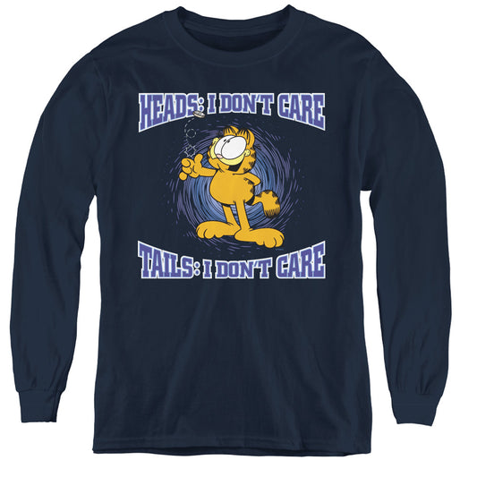 Garfield - Heads Or Tails - Youth Long Sleeve Tee - Navy