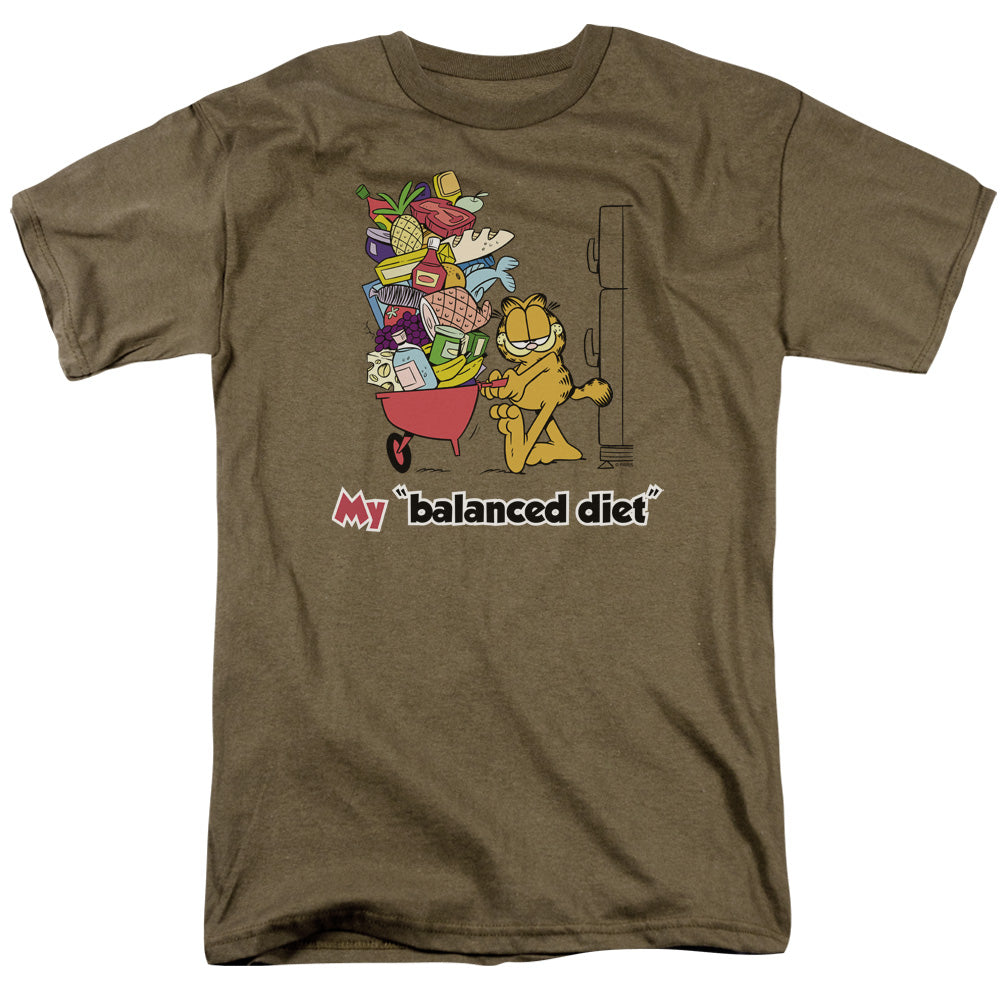Garfield - Balanced Diet - Short Sleeve Adult 18/1 - Safari Green T-shirt
