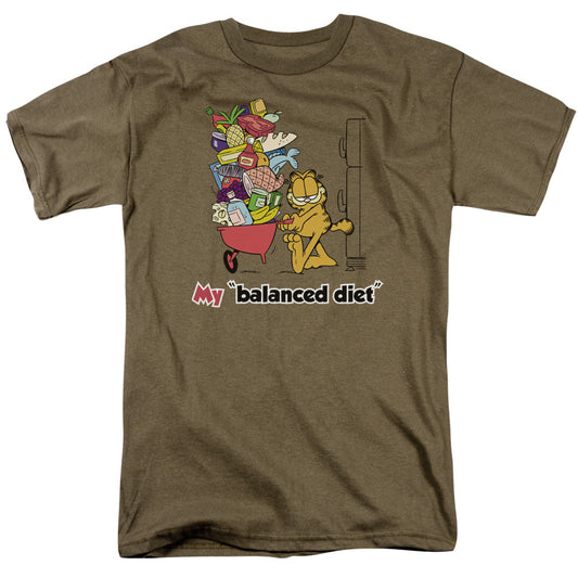 Garfield - Balanced Diet - Short Sleeve Adult 18/1 - Safari Green T-shirt