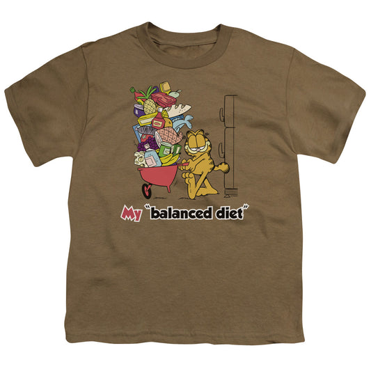 Garfield - Balanced Diet - Short Sleeve Youth 18/1 - Safari Green T-shirt