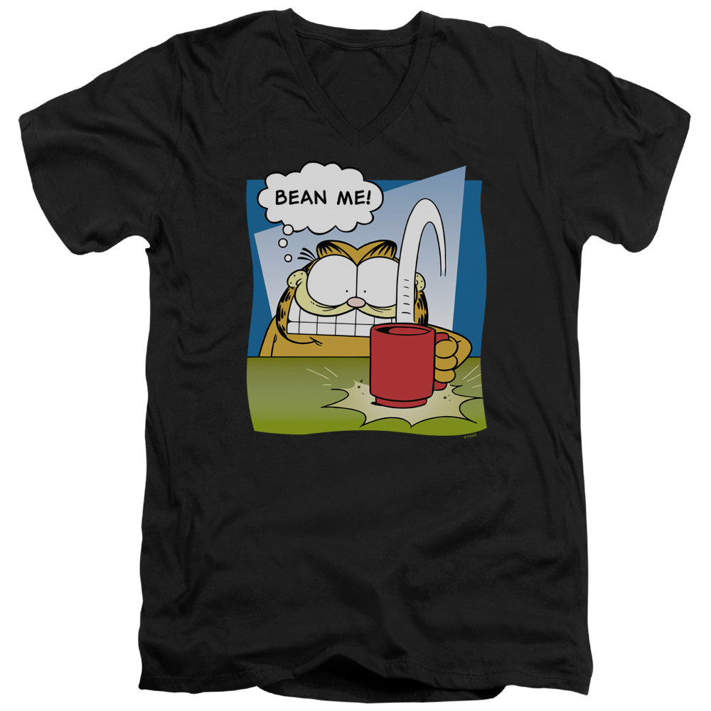 Garfield - Bean Me - Short Sleeve Adult V-neck - Black T-shirt