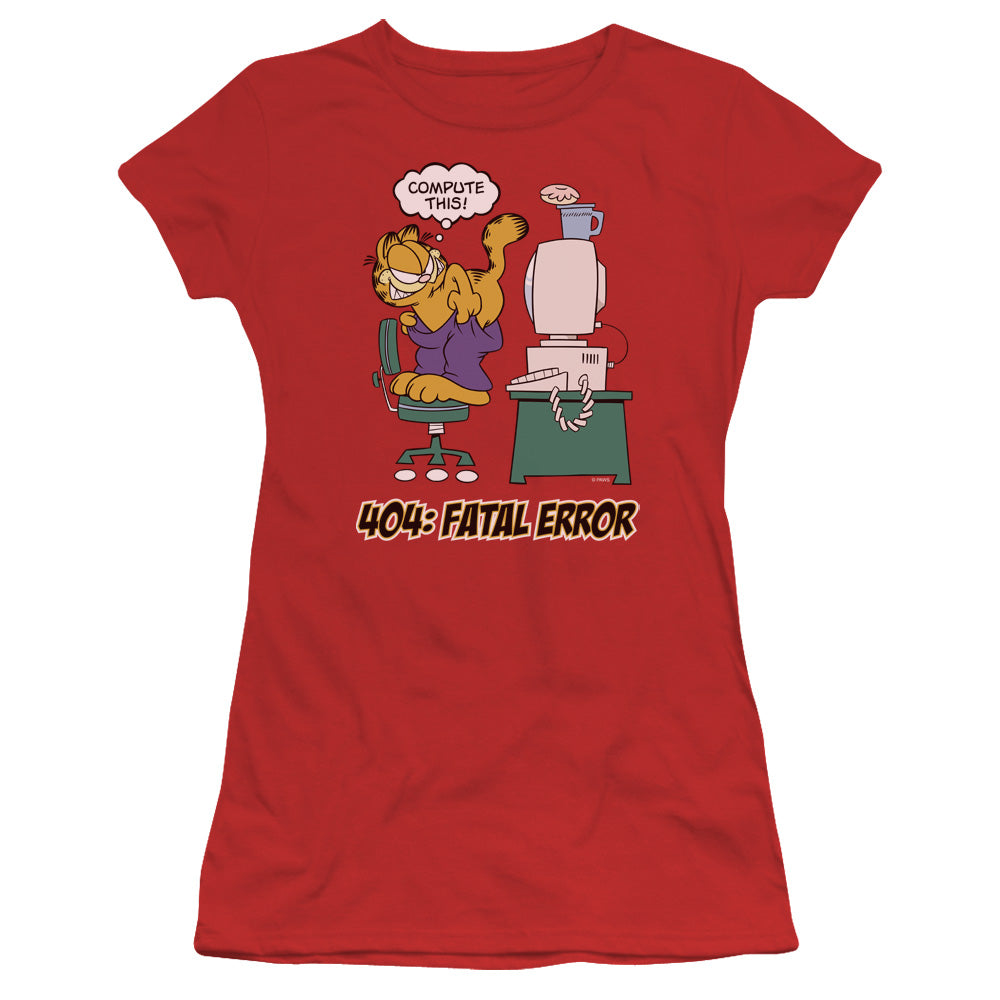 Garfield - Compute This - Short Sleeve Junior Sheer - Red T-shirt