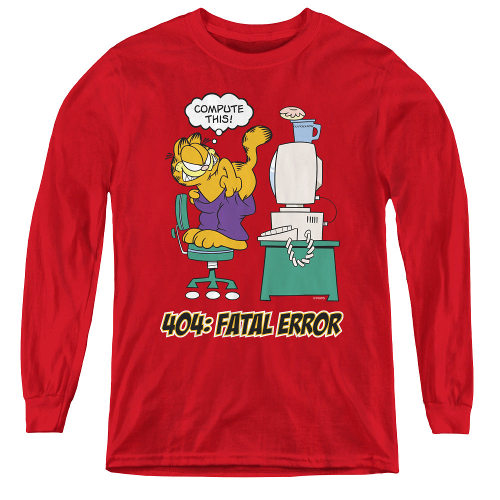 Garfield - Compute This - Youth Long Sleeve Tee - Red