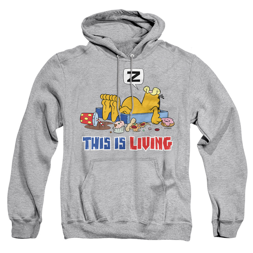 Garfield - This Is Living - Adult Pull-over Hoodie - Athletic Heather