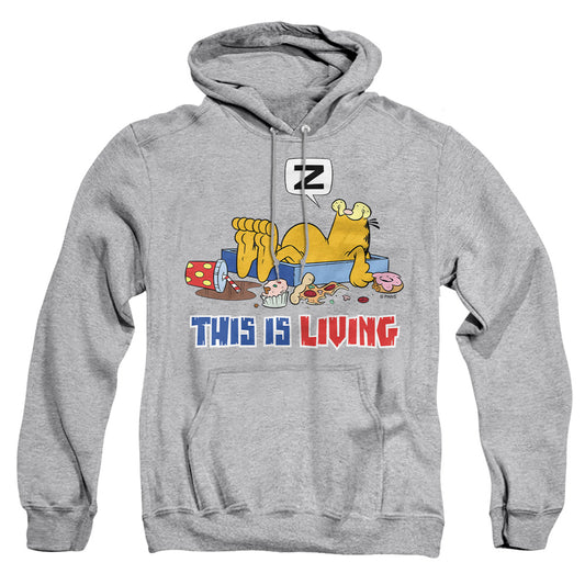 Garfield - This Is Living - Adult Pull-over Hoodie - Athletic Heather