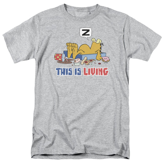Garfield - This Is Living - Short Sleeve Adult 18/1 - Athletic Heather T-shirt