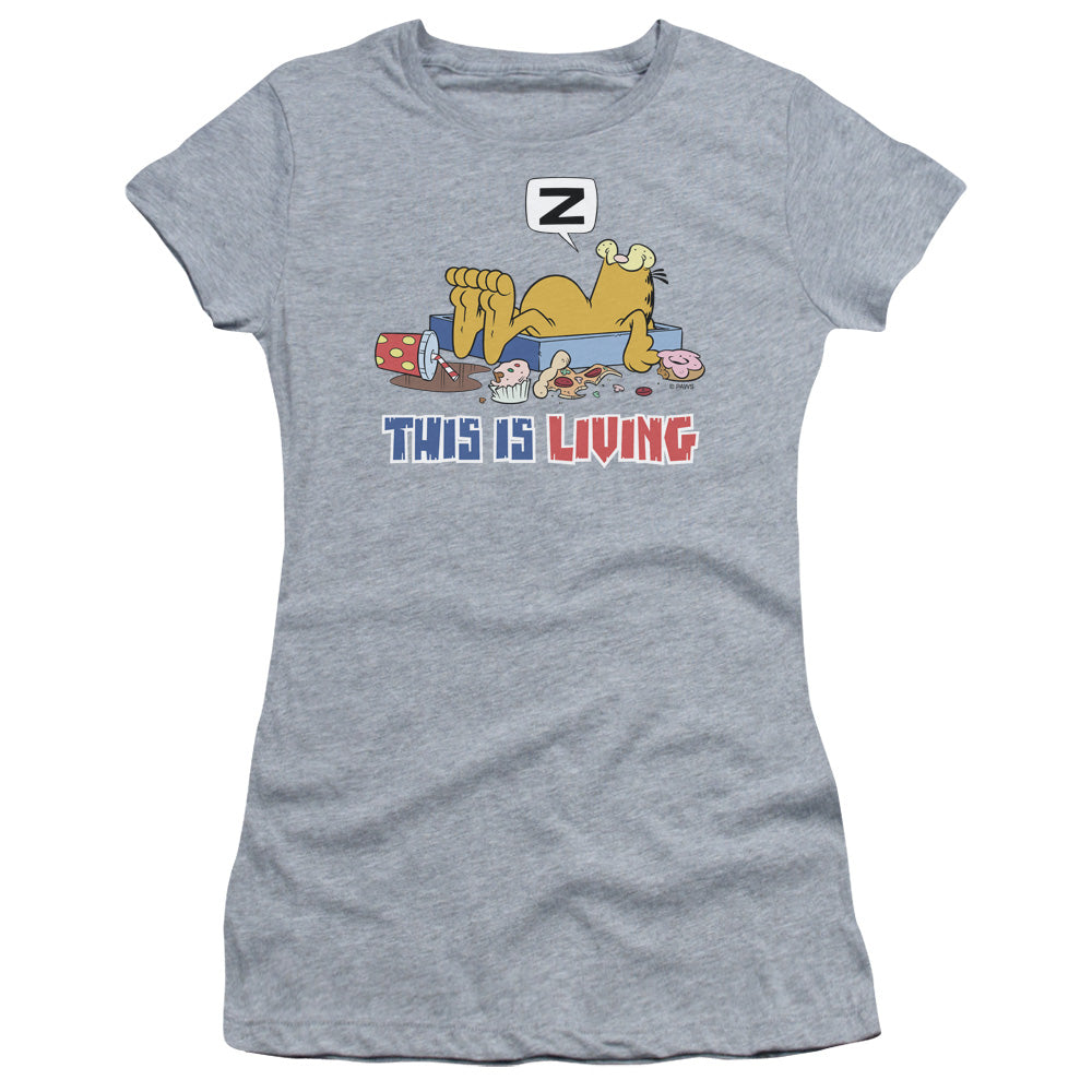 Garfield - This Is Living - Short Sleeve Junior Sheer - Athletic Heather T-shirt