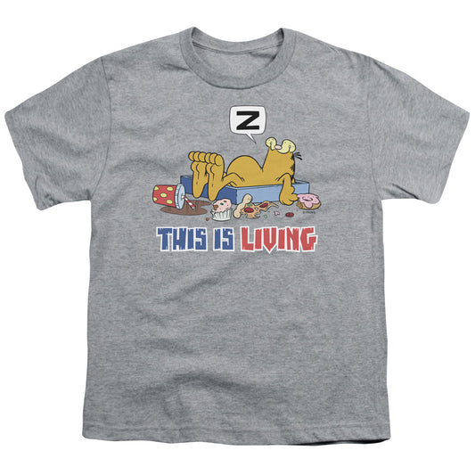 Garfield - This Is Living - Short Sleeve Youth 18/1 - Athletic Heather T-shirt