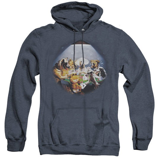 Garfield - Playing With The Big Dogs - Adult Heather Hoodie - Navy