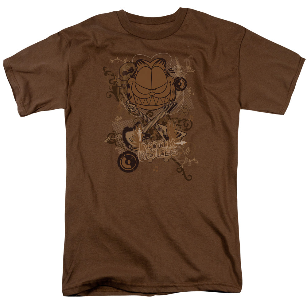 Garfield - Rock Rules - Short Sleeve Adult 18/1 - Coffee T-shirt