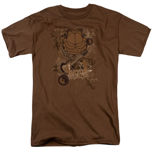 Garfield - Rock Rules - Short Sleeve Adult 18/1 - Coffee T-shirt
