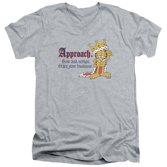 Garfield - State Your Business - Short Sleeve Adult V-neck - Athletic Heather T-shirt