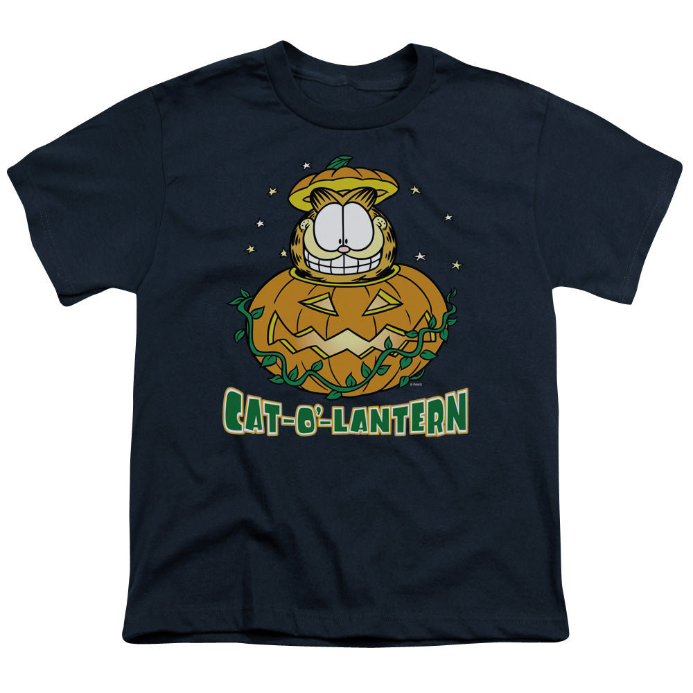 Garfield - Cat O Lantern - Short Sleeve Youth 18/1 - Navy T-shirt