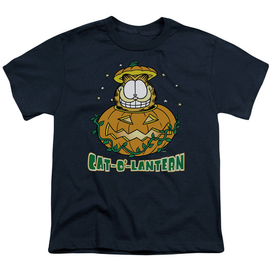 Garfield - Cat O Lantern - Short Sleeve Youth 18/1 - Navy T-shirt