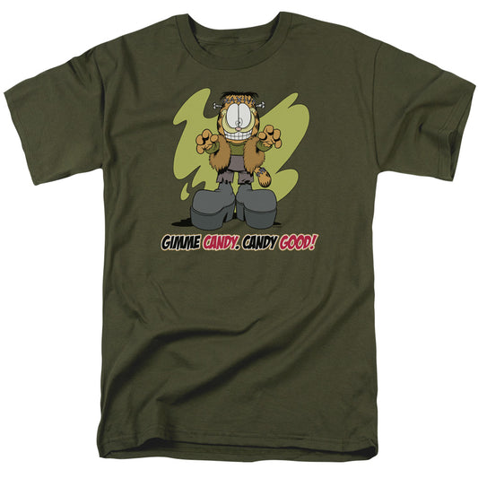 Garfield - Candy Good - Short Sleeve Adult 18/1 - Military Green T-shirt
