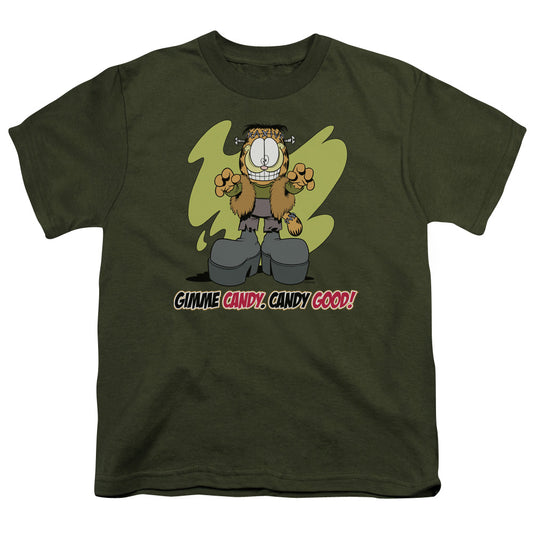 Garfield - Candy Good - Short Sleeve Youth 18/1 - Military Green T-shirt