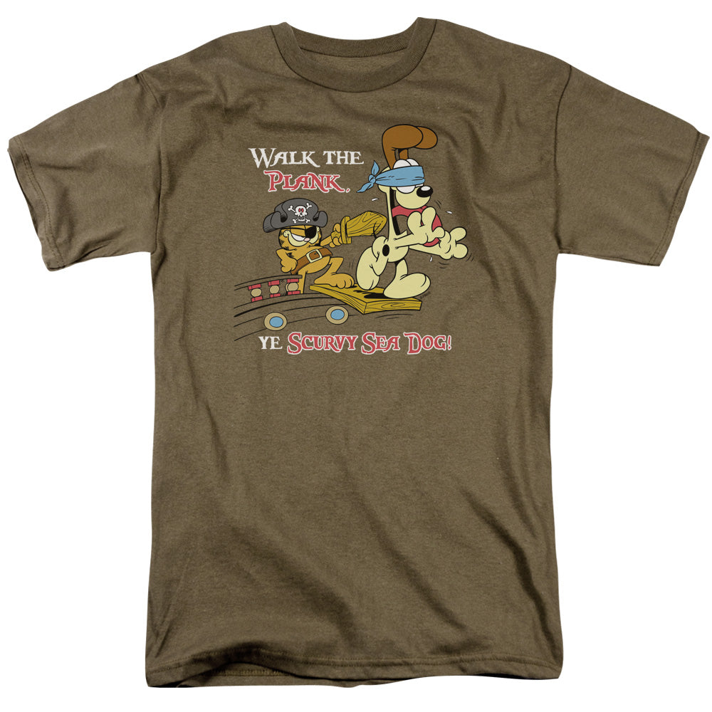 Garfield - Walk The Plank - Short Sleeve Adult 18/1 - Safari Green T-shirt