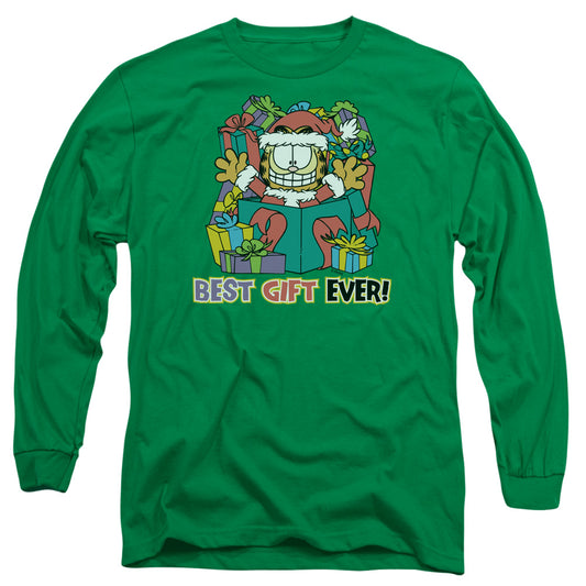 Garfield - Best Gift Ever - Long Sleeve Adult 18/1 - Kelly Green T-shirt