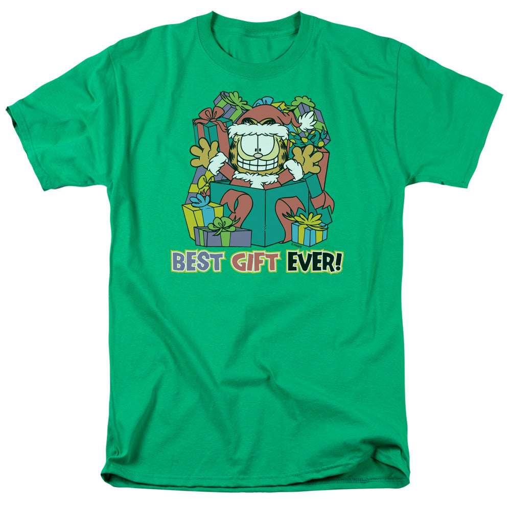 Garfield - Best Gift Ever - Short Sleeve Adult 18/1 - Kelly Green T-shirt