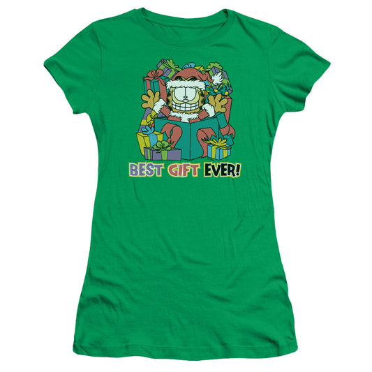 Garfield - Best Gift Ever - Short Sleeve Junior Sheer - Kelly Green T-shirt