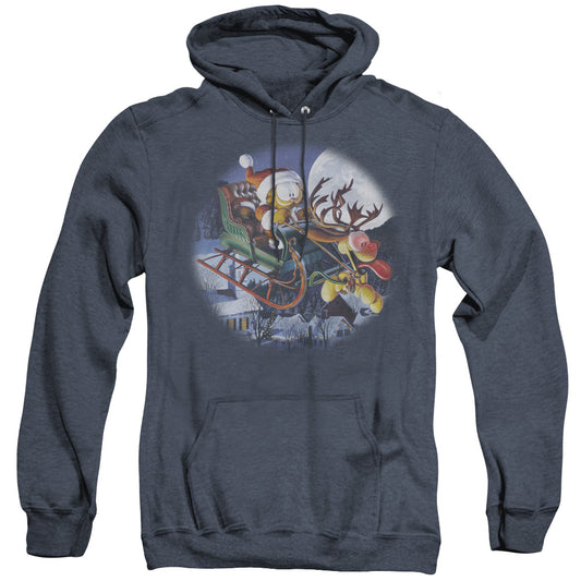 Garfield - Moonlight Ride - Adult Heather Hoodie - Navy