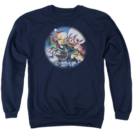 Garfield - Moonlight Ride - Adult Crewneck Sweatshirt - Navy