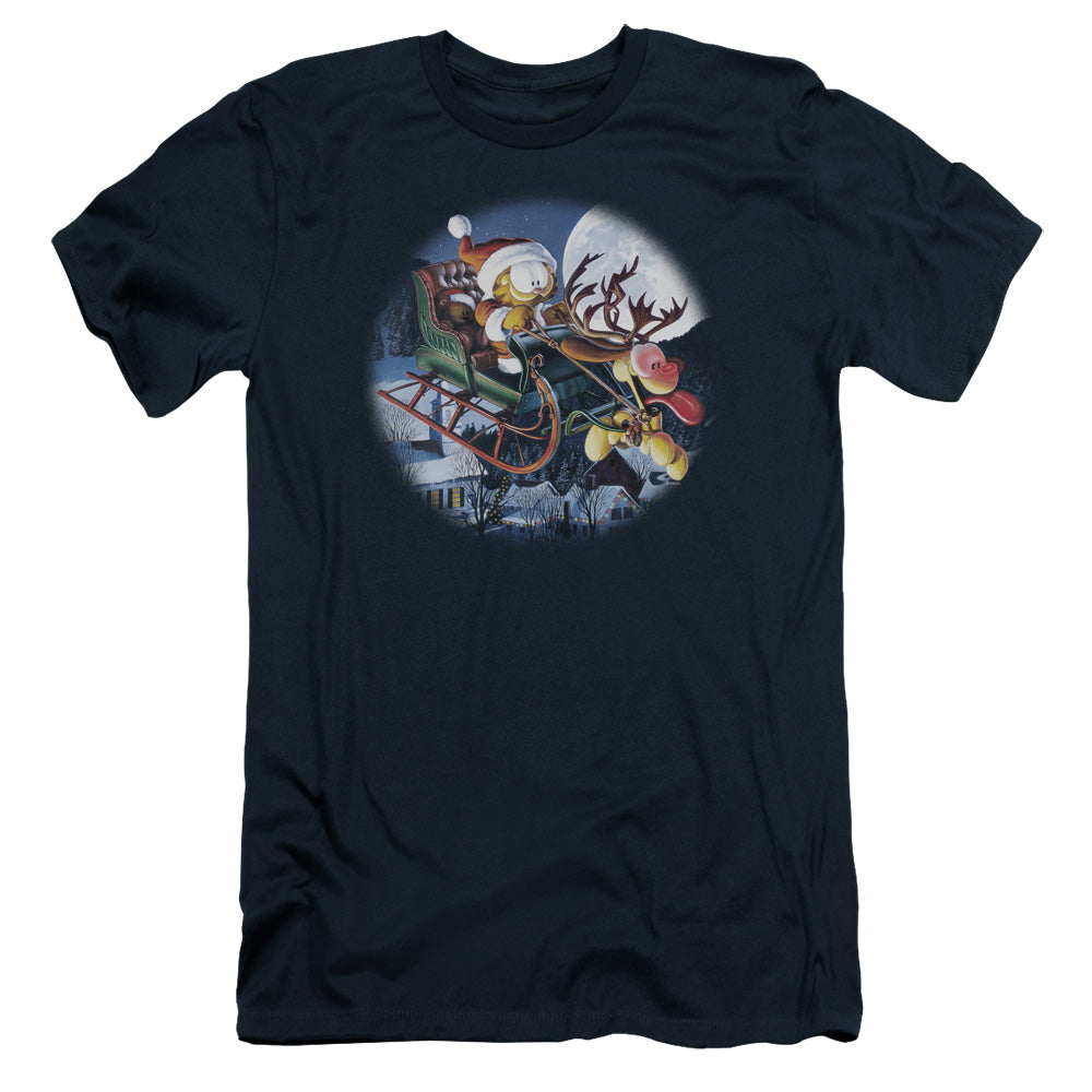 Garfield - Moonlight Ride - Short Sleeve Adult 30/1 - Navy T-shirt