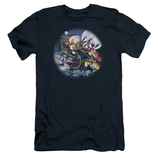 Garfield - Moonlight Ride - Short Sleeve Adult 30/1 - Navy T-shirt
